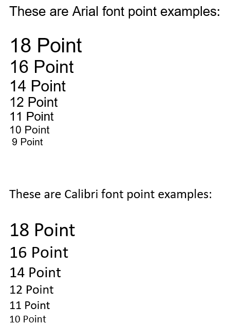 Font Size Exmaples